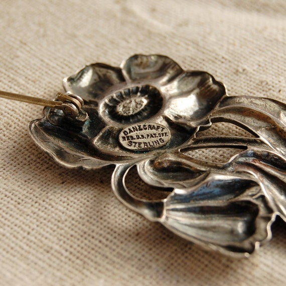 Danecraft Sterling Flower Brooch Pin Vintage 1940… - image 4