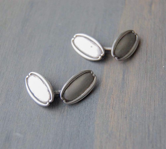 Plata esterlina 925 Negro Onyx Piedra Clásico Cadena Enlace Gemelos Con Forma Ovalada