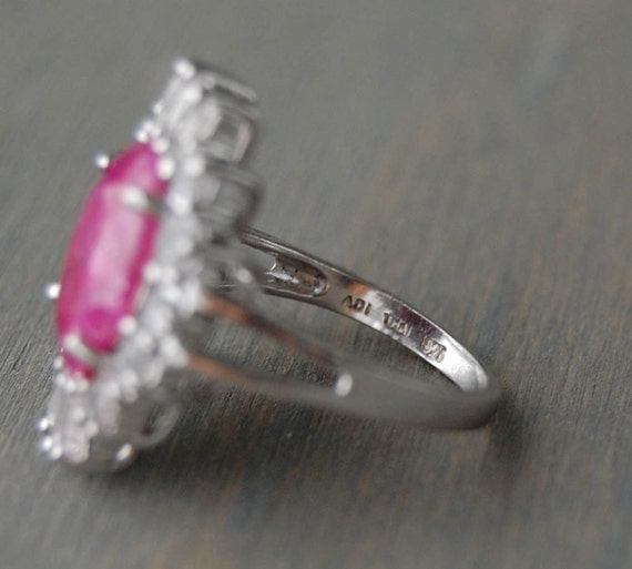 Vintage Pink Ruby Ballerina Cocktail Ring - Sterl… - image 3