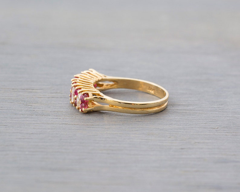 14k Yellow Gold Ruby Diamond Ring Vintage Ruby Diamond | Etsy