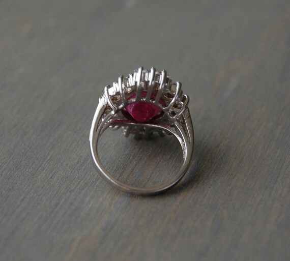 Vintage Pink Ruby Ballerina Cocktail Ring - Sterl… - image 4