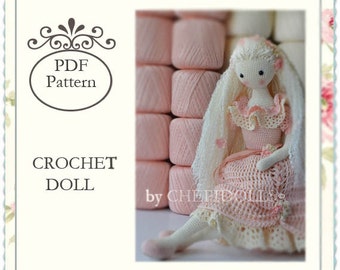 PATTERN, Crochet doll pattern, 13 Inch tall doll pattern