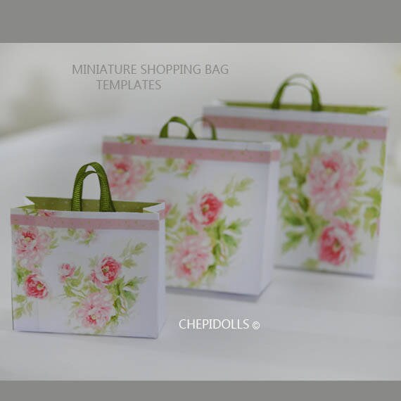 Miniature Shopping Bag Template, Dollhouse Miniatures Scale 6 / 12