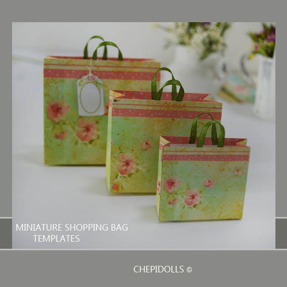 Dollhouse Miniature Shopping Bag Templates DIY Project Etsy