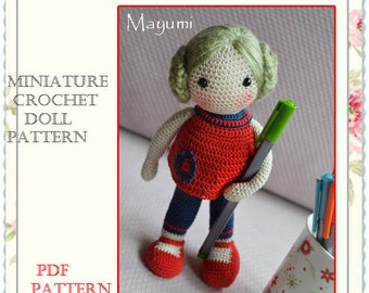 PATTERN  Miniature crochet doll pattern  " Two Dolls  in One  PATTERN "