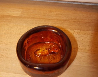 Erik Höglund - Boda - Mid Century - Glass art - Ashtray - Amber - 1950s - Sweden - Dog