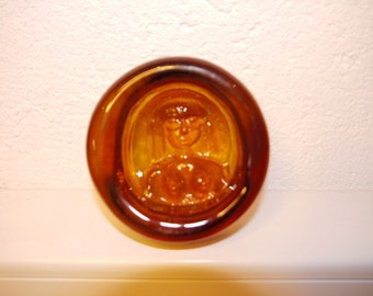 Erik Höglund - Boda -Mid Century - Glass art - Ashtray - Amber - 1950s - Sweden -