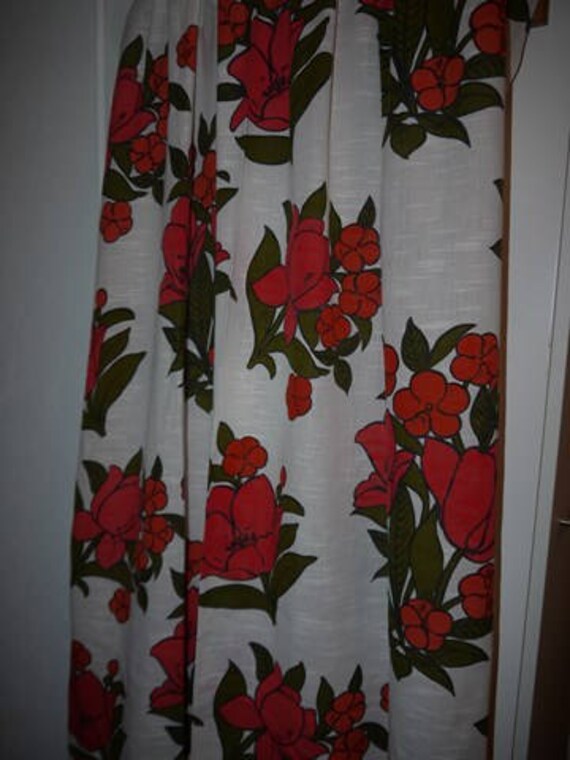 2 Panels Curtain Sheer Red Flowers Boras Smashing Etsy