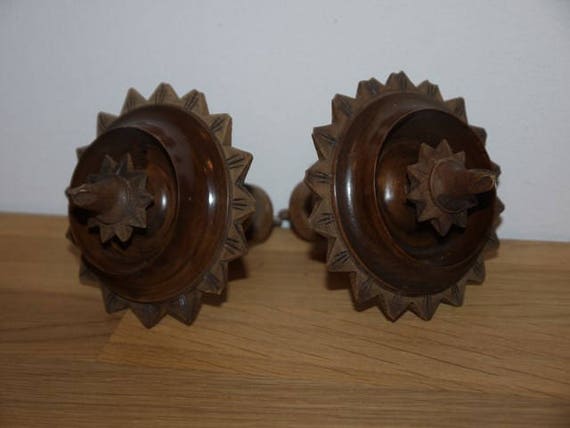 Pair Antique Wooden Tie Back Hooks Antique Country Look Etsy