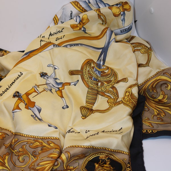 Hermes Paris - Vintage Scarf - Silk - France - Traité des Armes - Design - Chiffon Silk -