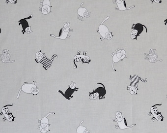 OEKO-TEX Scandinavian fabric / Swedish fabric / Cotton fabric by the yard / Scandinavian print fabric / Kids fabric / Cat print fabric