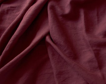 REMNANT Radish red linen fabric / Lightweight linen fabric / Soft linen fabric / Washed linen fabric / Natural linen fabric