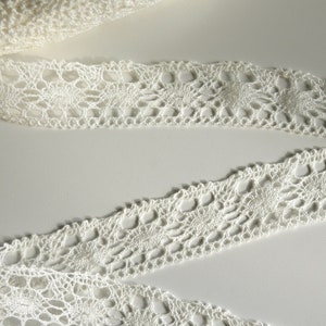 Dentelle de lin blanc naturel / Dentelle de lin / Bordure en dentelle de lin / Dentelle de lin au crochet / 100% dentelle de lin naturel