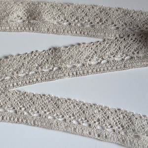 Natural gray linen lace / Linen ribbon lace / Linen lace trim / Scandinavian ribbon / Crochet lace trim / 1.73 inches wide