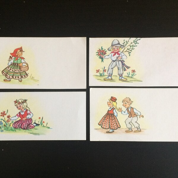 Vintage Soviet greeting cards / USSR vintage / Vintage art / Set of 4 postcards