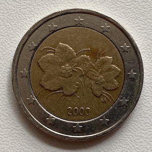 Pièce de 2 euros / Pièce finlandaise de 2000 / Pièce fleur