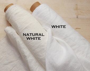 OEKO-TEX White linen fabric by the yard / Lightweight linen fabric / Soft linen fabric / Washed linen fabric / Natural linen fabric linen