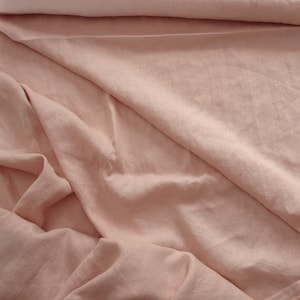Tessuto di lino rosa polvere / Lino leggero / Tessuto di lino ammorbidito / Tessuto Scandinavo / Tessuto di lino lavato / Lino OEKO-TEX®