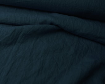 OEKO-TEX Dark blue linen fabric by the yard / Lightweight linen fabric / Soft linen fabric / Washed linen fabric / Natural linen fabric