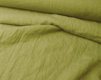 OEKO-TEX Lime green linen fabric by the yard / Lightweight linen fabric / Soft linen fabric / Washed linen fabric / Natural linen fabric