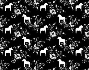 REMNANT Scandinavian fabric / Canvas fabric by the yard / Upholstery fabric / Curtain fabric / Dala horse / Arvidssons Kurbits