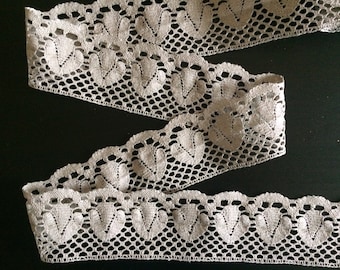 Natural gray linen lace / Linen ribbon lace / Linen lace trim / Scandinavian ribbon / Crochet lace trim / 2.95 inches wide