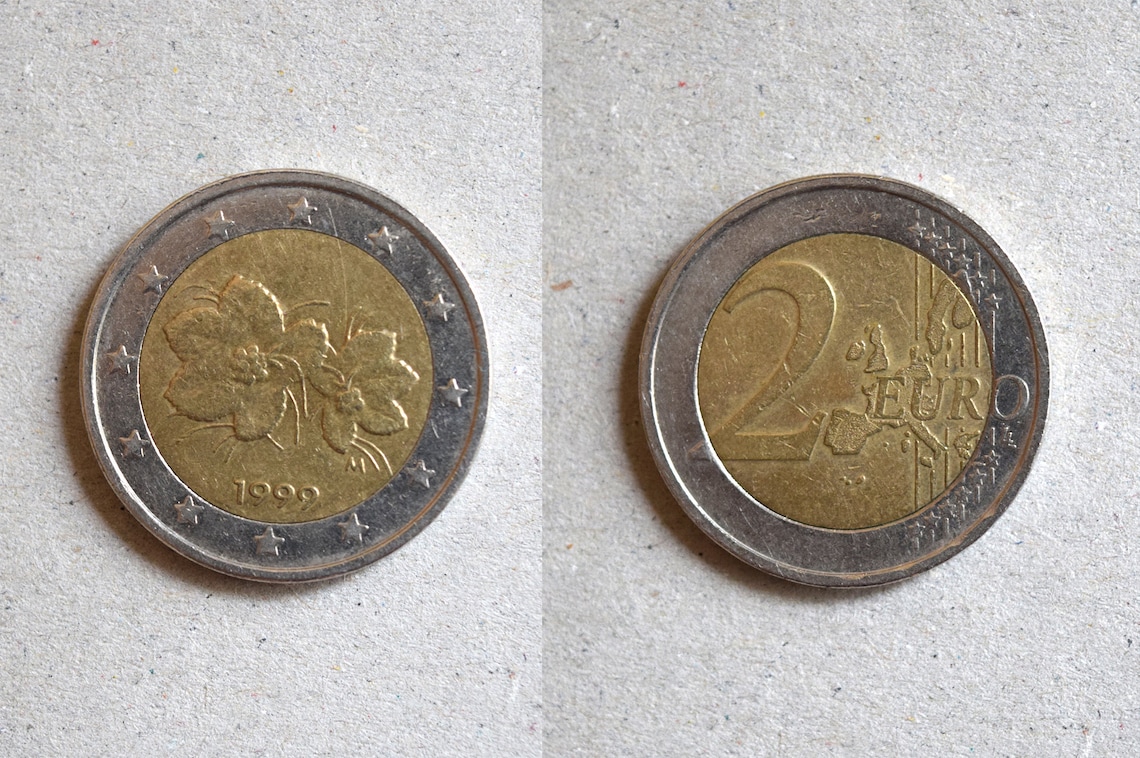 Moneda rara de 2 euros / Finlandia 1999 / Moneda de flores Etsy Moneda rara de 2 euros / Finlandia 1999 / Moneda de flores Etsy