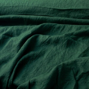 REMNANT Emerald green linen fabric / Lightweight linen fabric / Soft linen fabric / Washed linen fabric / Natural linen fabric
