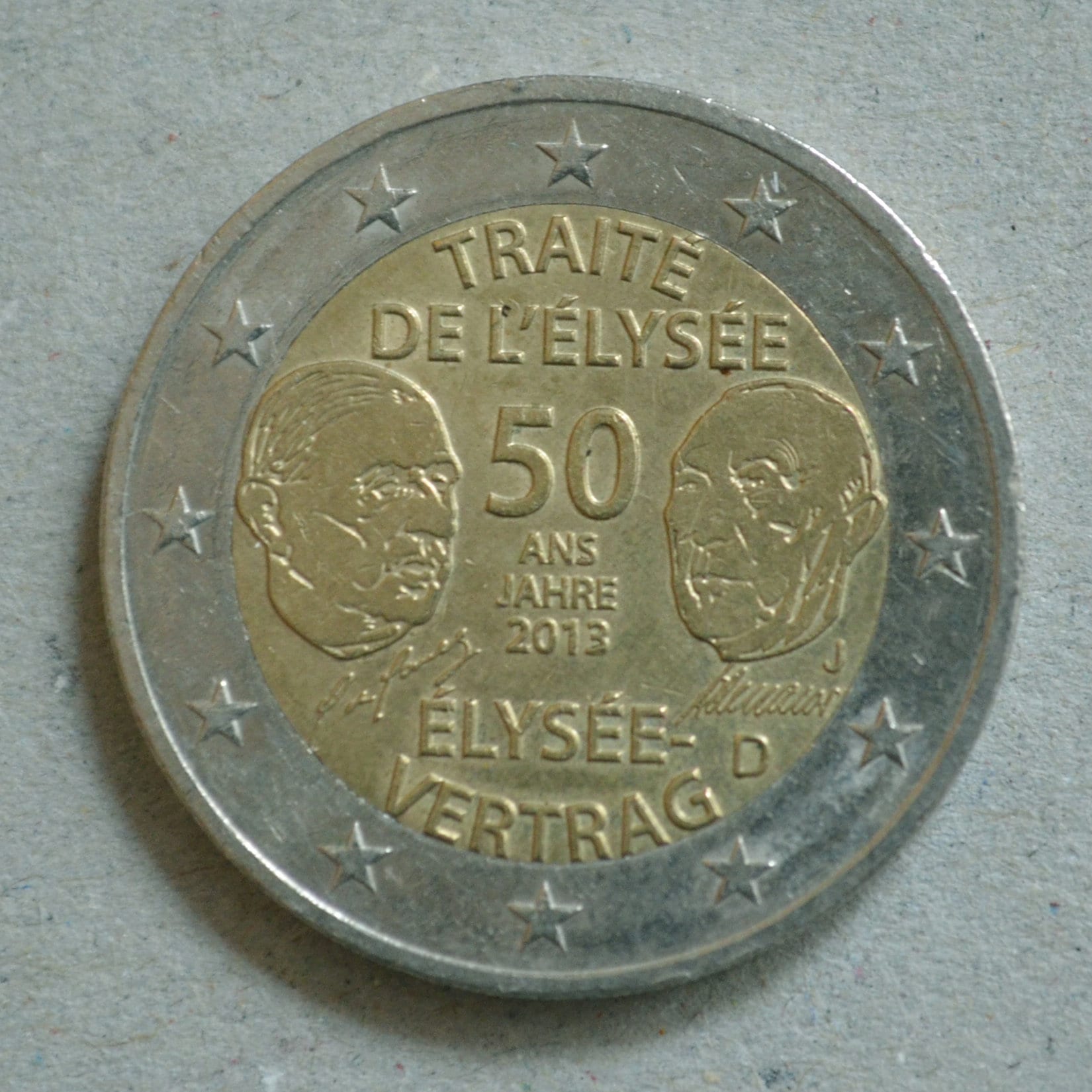Piece 2 Euro Traite De L Elysée 2013 Valeur Pièce rare de 2 euros / Pièce commémorative de 2 euros / - Etsy France
