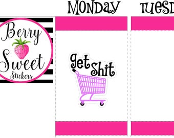 Shopping Daily Planner Stickers, Shopping Cart Life Planner Stickers, Grocery Shopping, for Erin Condren, Planner Stickers, Happy Planner