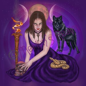 Priestess of Hecate giclee print mounted on Baltic Birch wood