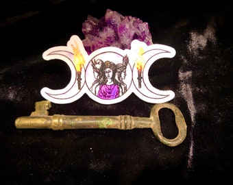 Hecate Triple Goddess Moon Sticker