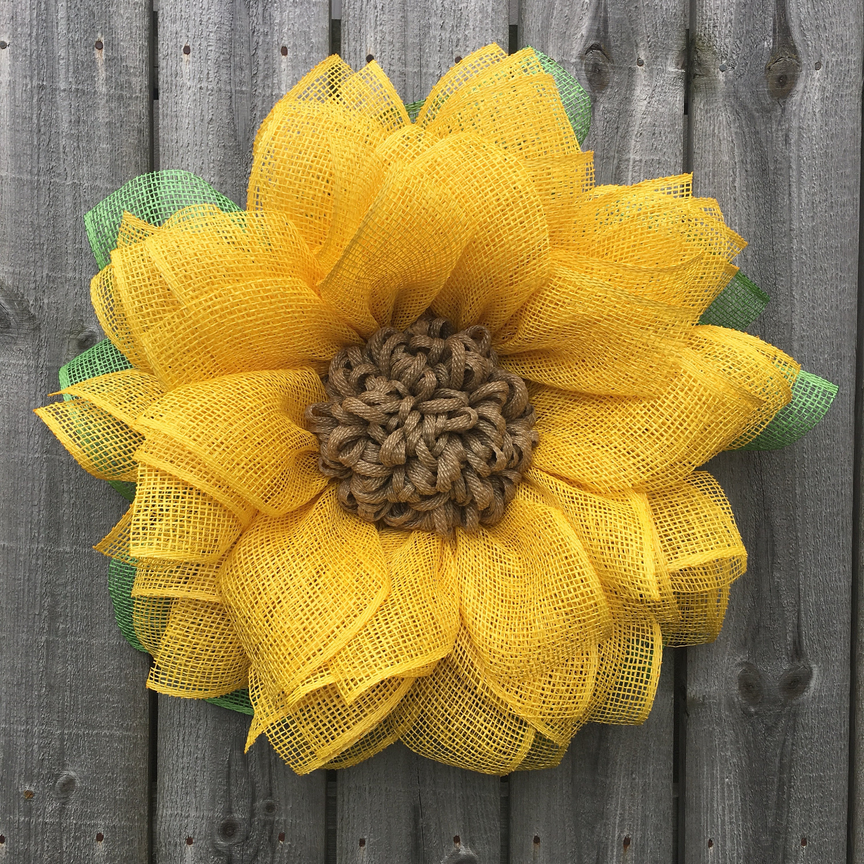 Sunflower Burlap Wreath Burlap Sunflower Wreath Sunflower Etsy