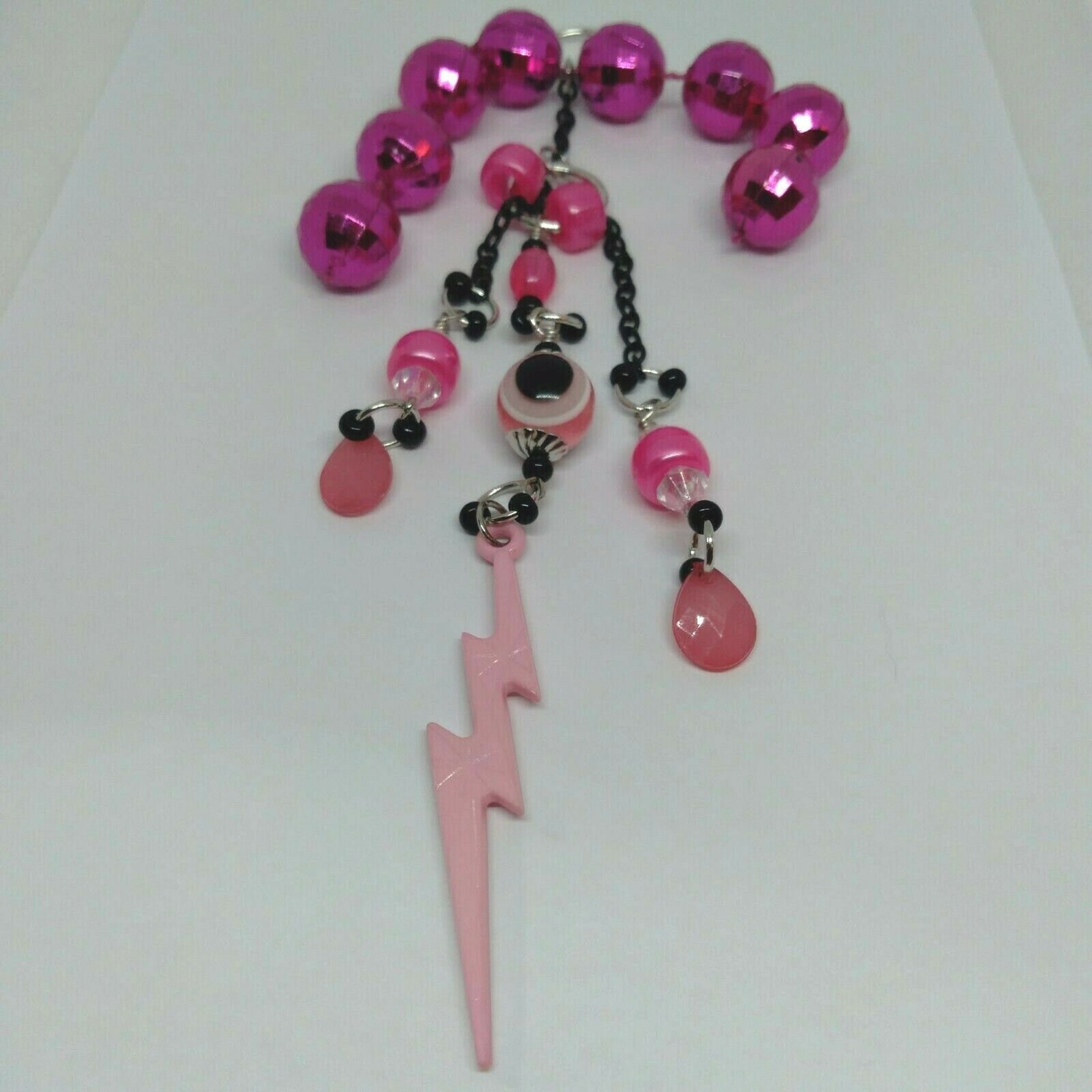 Pink Evil Eye and Lightning Bolt Car Rear View Mirror Charm | Etsy