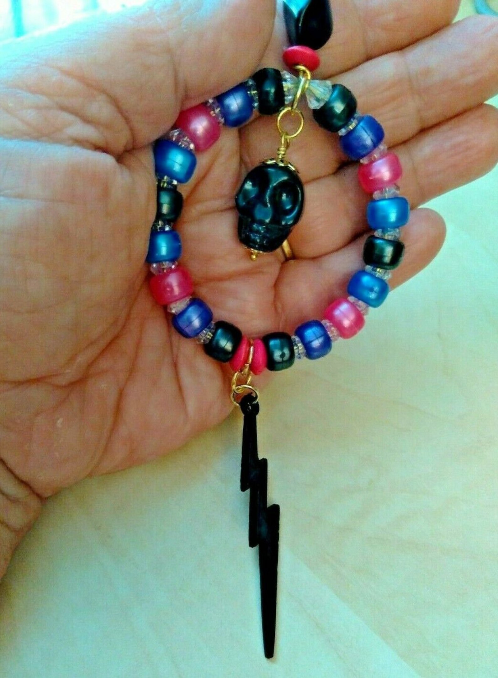 Skull and Lightning Bolt Rear View Car Charm Black Skull Black | Etsy