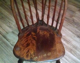 Antique Nichols and Stone brace fan back wood rocking chair smaller scale for a child