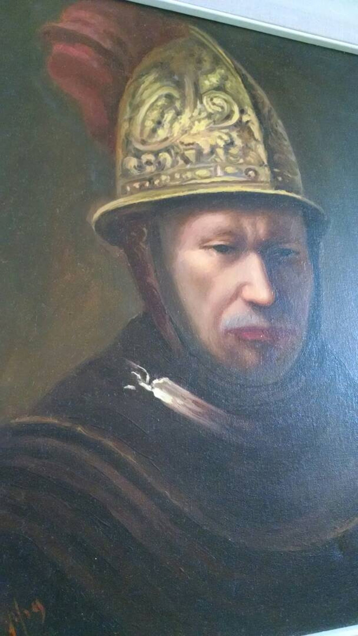 Vintage Man With Golden Helmet After Rembrandt Oil Painting on Etsy