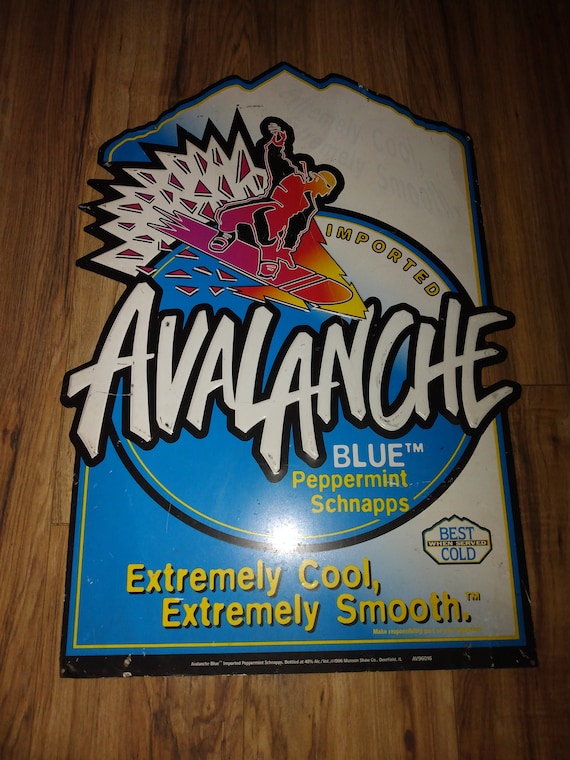 Vintage 1996 Avalanche Blue Peppermint Schnapps Embossed Metal