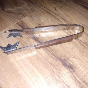 MCM small tongs ice etc teak handles