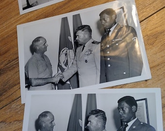 Lot of 3 vintage 1960s era US Navy Photograph with officers African American History.  Possibly associated with USS Alcor