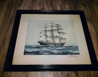 1926 Jack Spurling signed and numbered print Sovereign of the sea ship