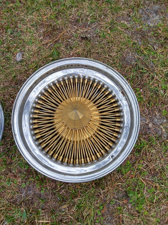 Vintage Dayton 17 X 8 Gold Plated Wire Wheel With Dayton