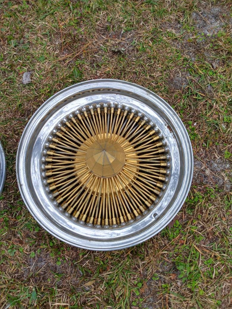 Vintage Dayton 17 X 8 Gold Plated Wire Wheel With Dayton 6960