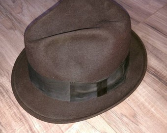 Vintage Knox suede brown Fedora size 7