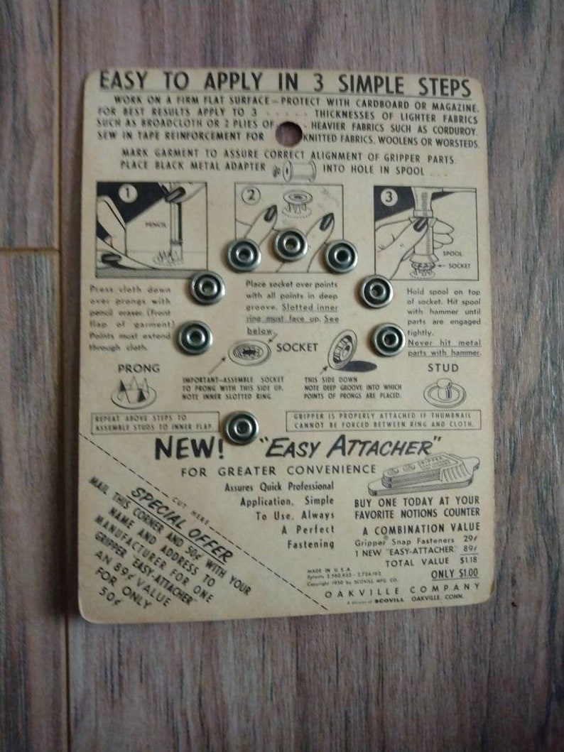 Vintage Gripper Snap Fasteners Great Graphics Etsy