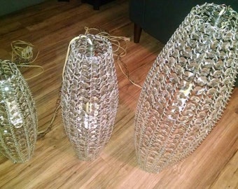 Set of 3 vintage faux crystal swag lights.