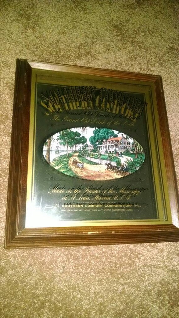 Vintage Southern Comfort Mirror Sign Rare Shadow Box Design Etsy