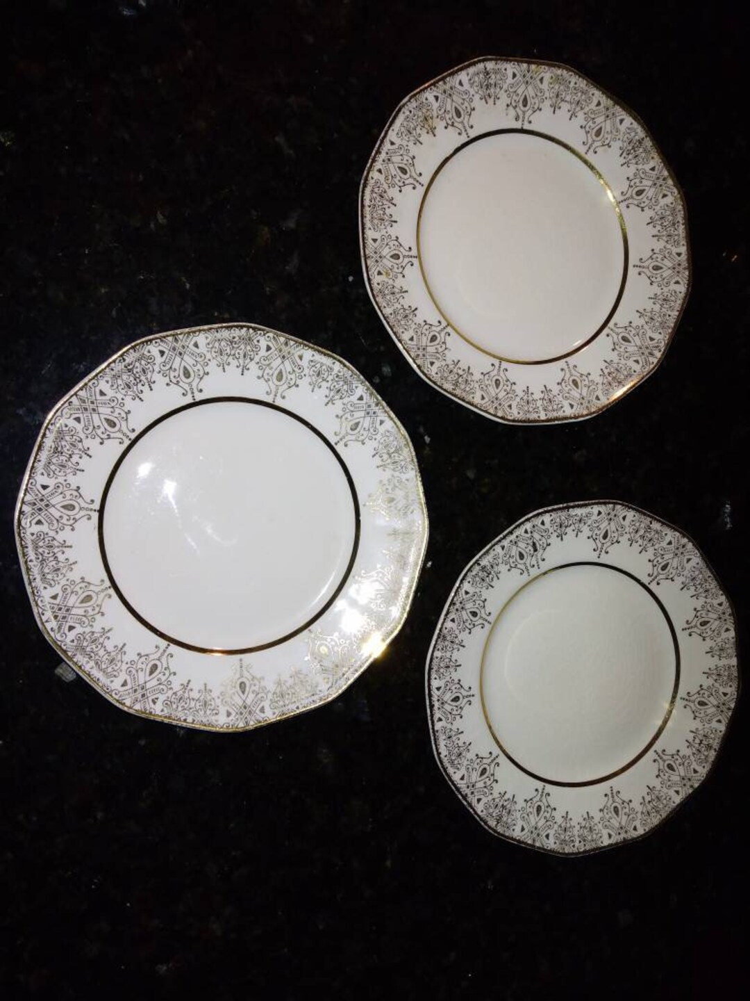 Vintage Royal Gold Crest 6 Inch Plates Lot of 3 Etsy