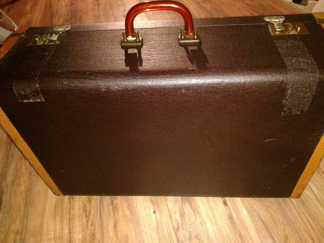 Vintage Suitcase With Bakelite or Amber Handle - Etsy