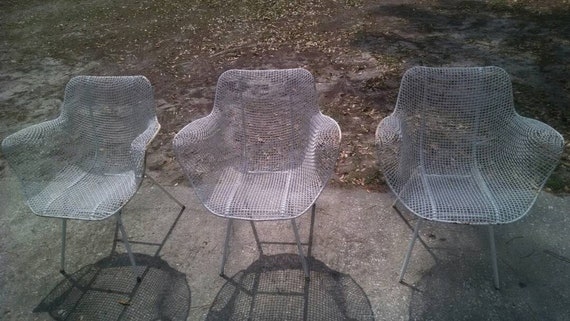Lot Of 3 Vintage Russell Woodard Sculptura Mesh Patio Chairs Etsy